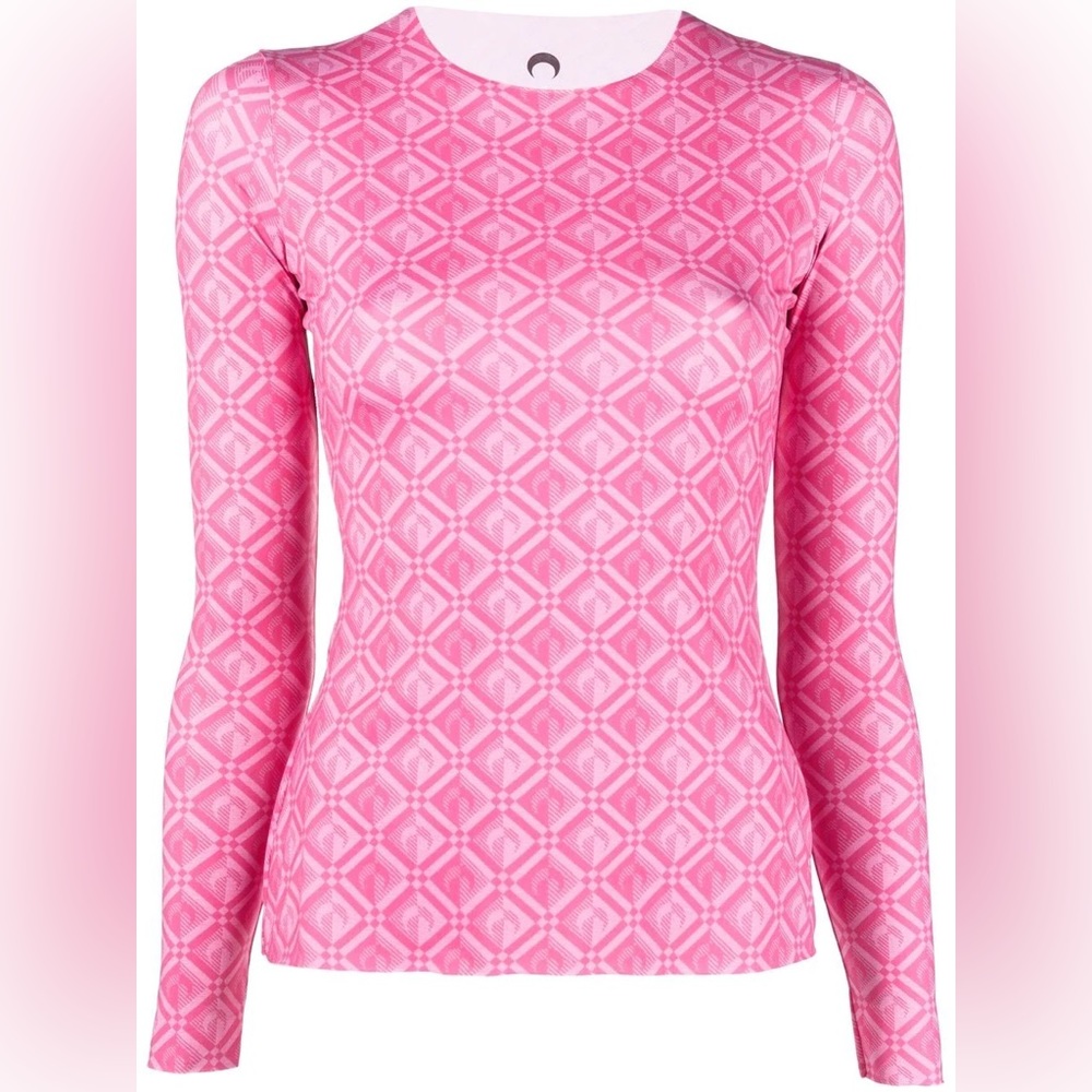 Marine Serre pink jacquard second skin top